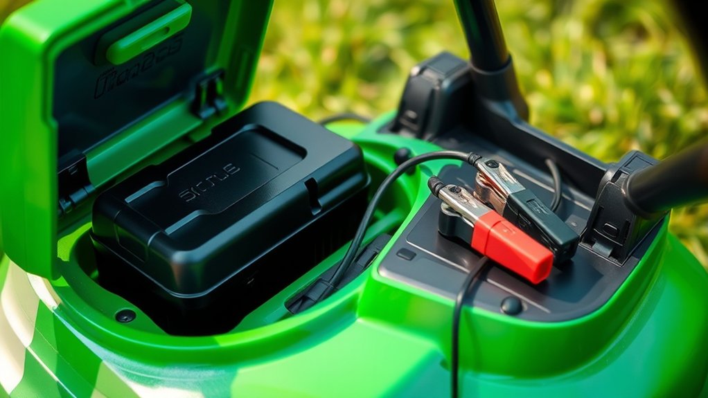 charging lawnmower battery with charger