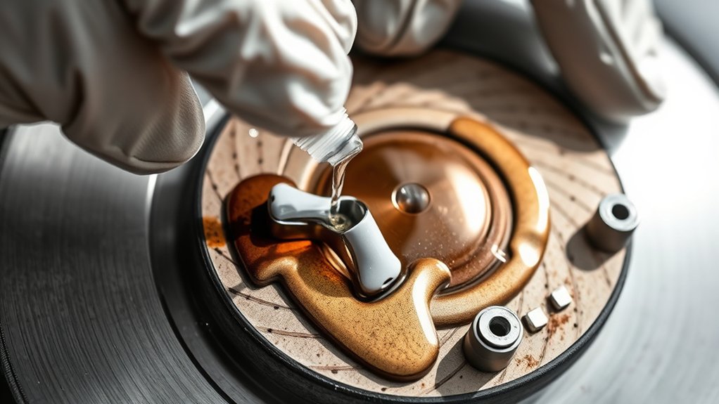 clean oil from brake pads with lacquer thinner