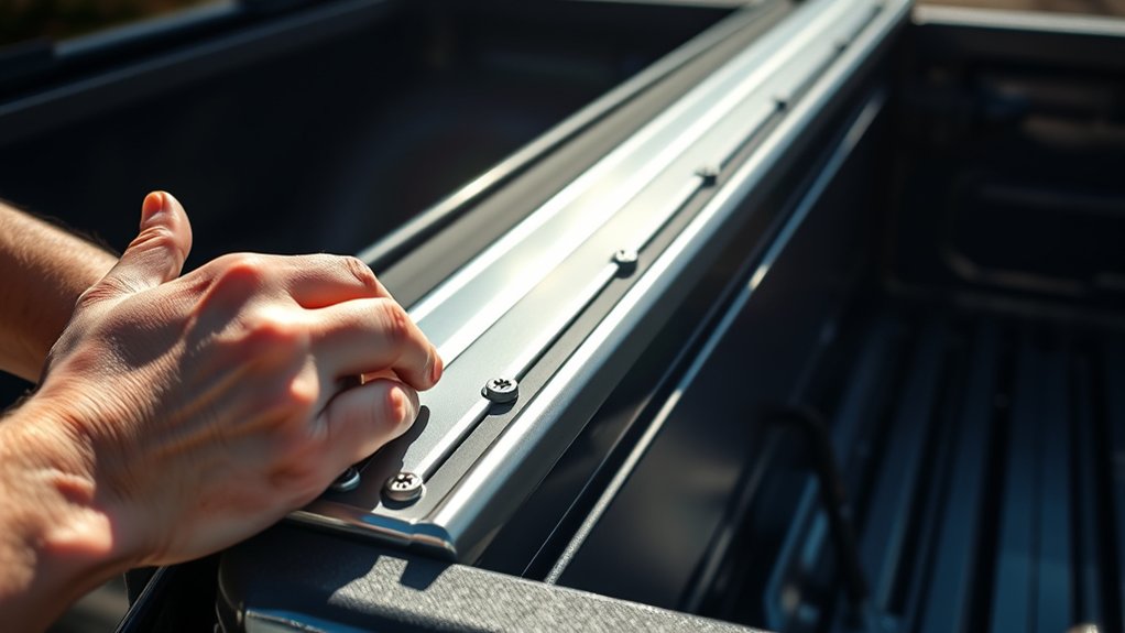 removing tonneau cover rails installed on a truck bed